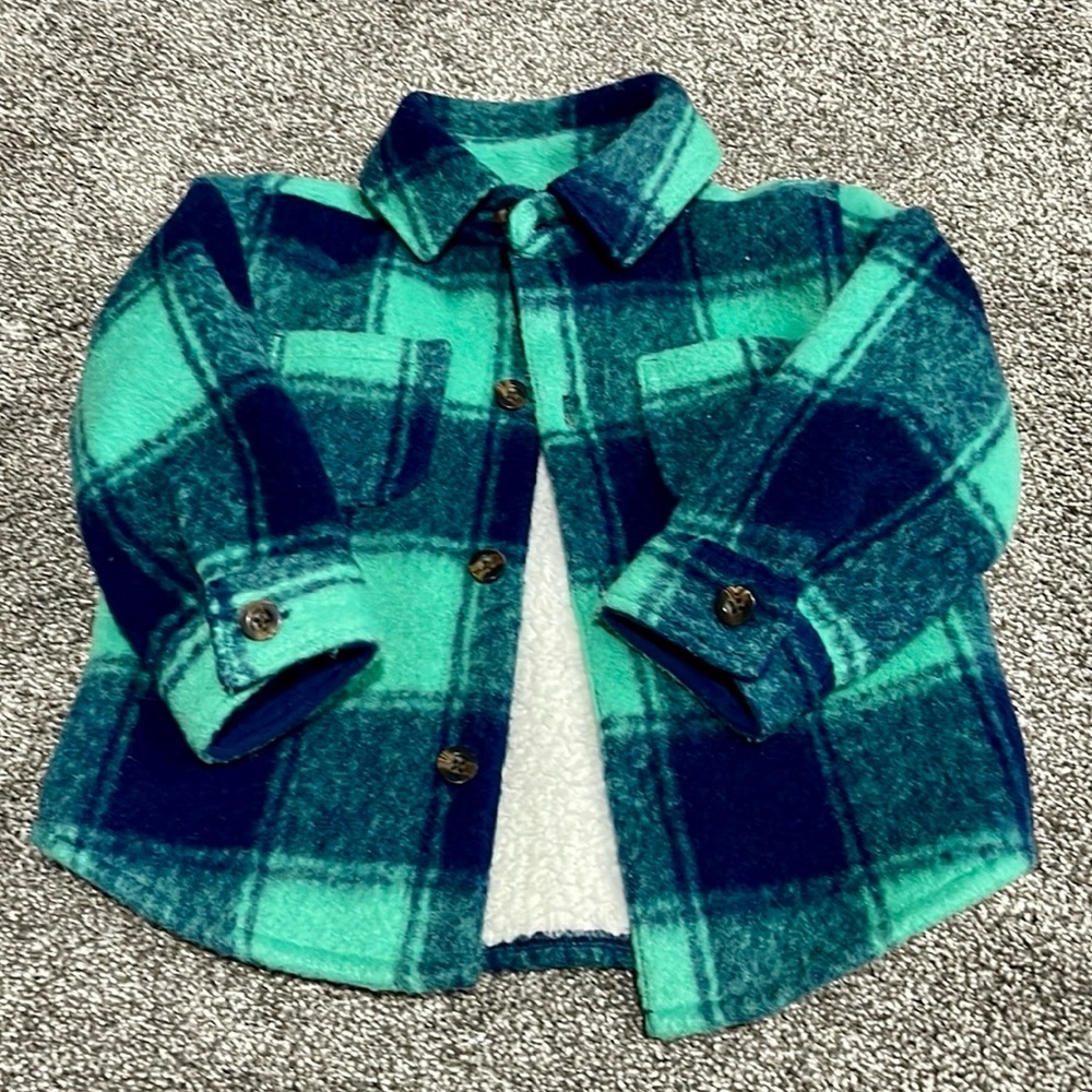 24months Plaid Sherpa Lined Coat